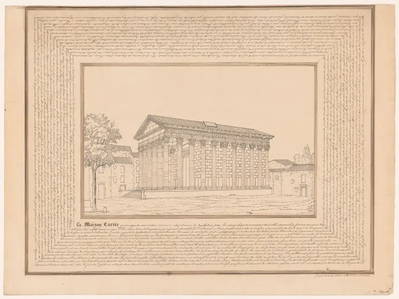 Gezicht op het Maison Carrée in Nîmes Wall Art by Unknown - High-Resolution Digital Print