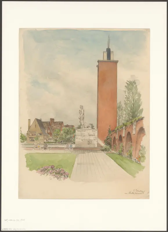 Gezicht op het Monument Indië-Nederland Wall Art by Unknown - High-Resolution Digital Print
