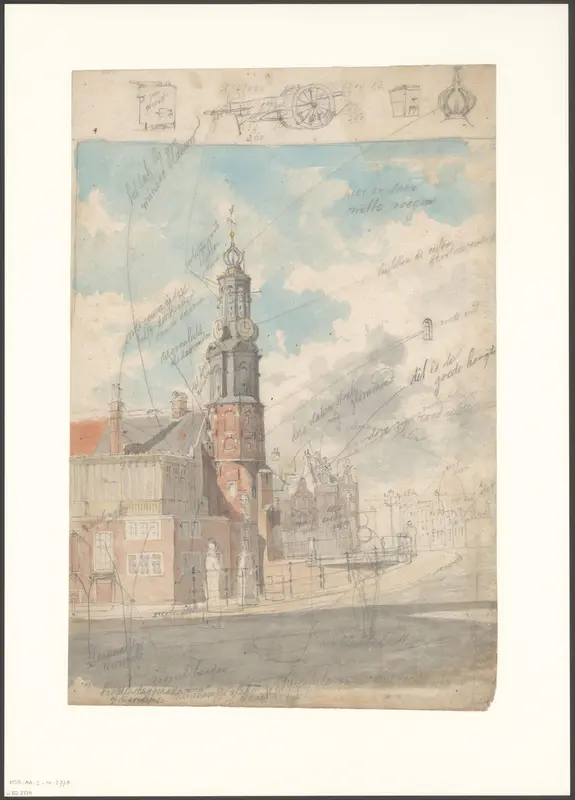 Gezicht op het Muntplein gezien vanaf de Vijzelstraat Wall Art by Johan Martinus Anthon Rieke - High-Resolution Digital Print