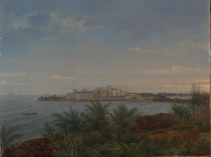 Gezicht op het Nederlandse kasteel van Elmina aan de Goudkust Wall Art by Willem Troost (II) - High-Resolution Digital Print