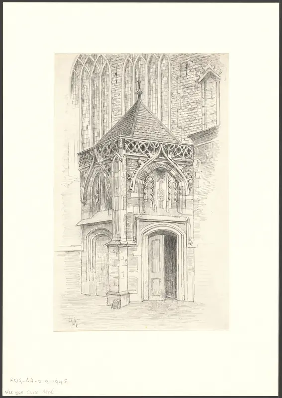 Gezicht op het Noorderportaal van de Oude Kerk Wall Art by Unknown - High-Resolution Digital Print