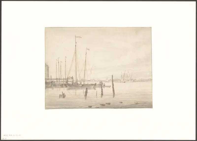 Gezicht op het oostelijk gedeelte van de stad Amsterdam gezien vanaf het IJ, links een gedeelte van het Tolhuis Wall Art by Gerrit Groenewegen - High-Resolution Digital Print