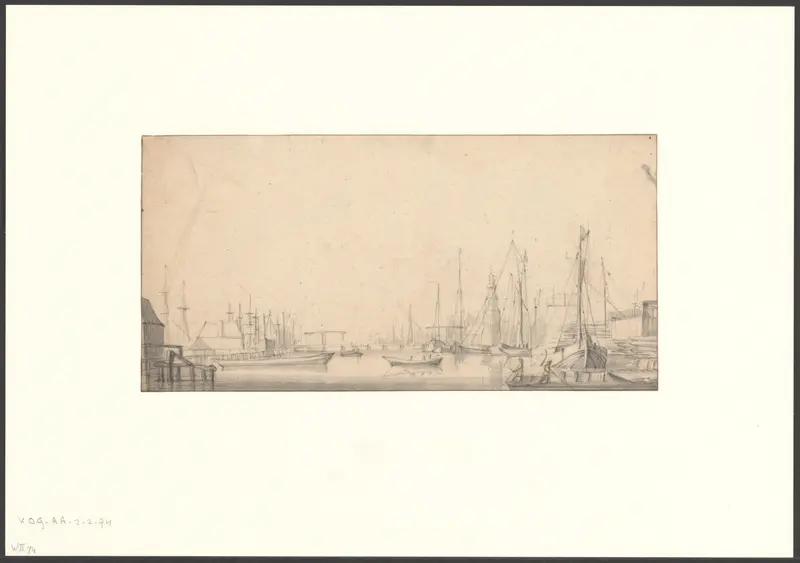 Gezicht op het Open Havenfront, richting de Stadsherberg en de Haringpakkerstoren Wall Art by anonymous - High-Resolution Digital Print
