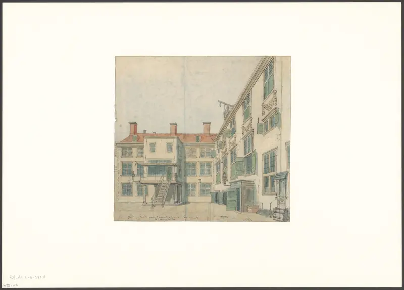 Gezicht op het Oudezijds Heerenlogement aan de Grimburgwal Wall Art by Hermanus Petrus Schouten - High-Resolution Digital Print