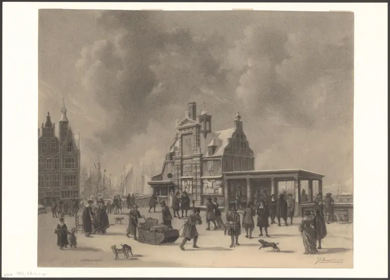 Gezicht op het Paalhuis en het Huis met het Torentje Wall Art by Unknown - High-Resolution Digital Print