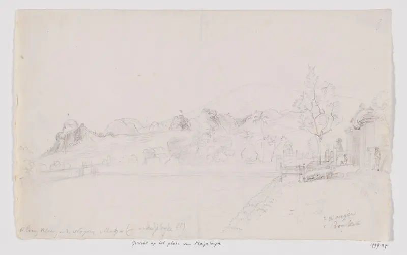 Gezicht op het plein van Majalaya en bergen op de achtergrond, West-Java Wall Art by Adrianus Johannes Bik - High-Resolution Digital Print