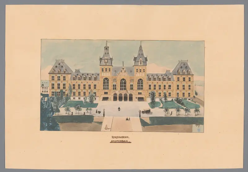 Gezicht op het Rijksmuseum in Amsterdam Wall Art by Unknown - High-Resolution Digital Print