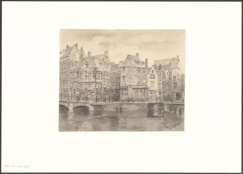 Gezicht op het Rokin bij de ingang van de Langebrugsteeg en de Grimnessesluis Wall Art by Unknown - High-Resolution Digital Print