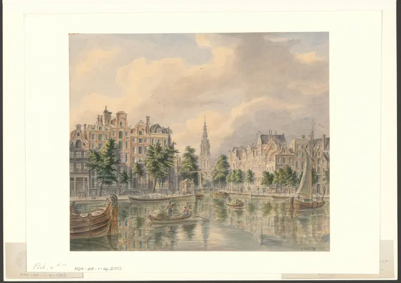 Gezicht op het 's-Gravelandseveer met zicht over de Groenburgwal Wall Art by Unknown - High-Resolution Digital Print