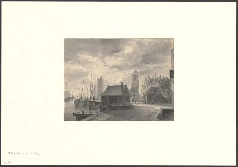 Gezicht op het Singel met gezicht op de Haringpakkerstoren en het Accijnshuis Wall Art by Unknown - High-Resolution Digital Print