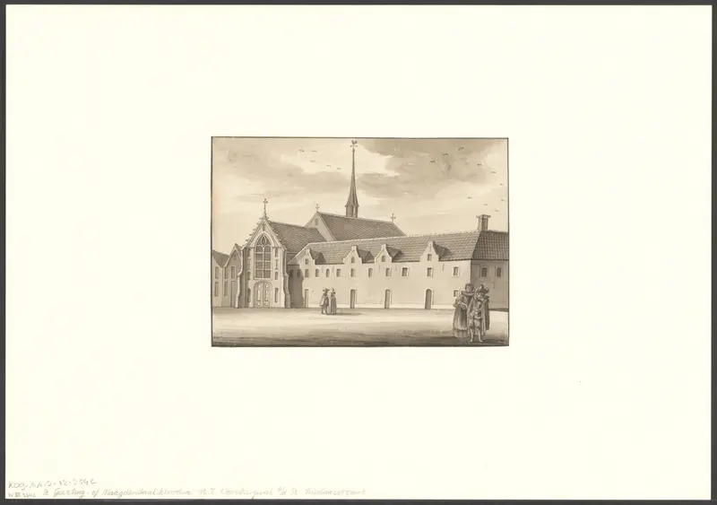 Gezicht op het Sint Geertruidenklooster aan de Nieuwzijds Voorburgwal Wall Art by anonymous - High-Resolution Digital Print