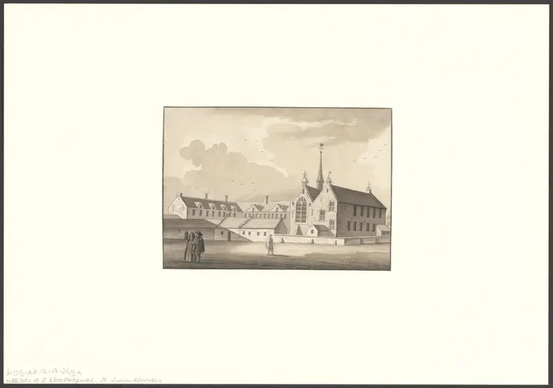 Gezicht op het Sint Luciënklooster aan de Nieuwezijds Voorburgwal Wall Art by anonymous - High-Resolution Digital Print