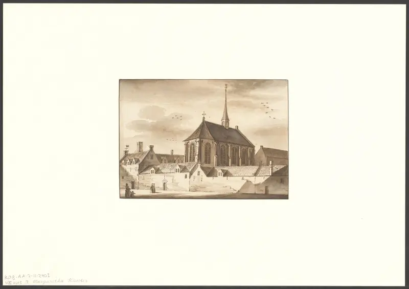 Gezicht op het Sint Margarethaklooster vanaf de Oudezijds Achterburgwal Wall Art by anonymous - High-Resolution Digital Print