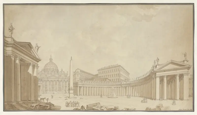Gezicht op het Sint Pieterplein in Rome Wall Art by Unknown - High-Resolution Digital Print