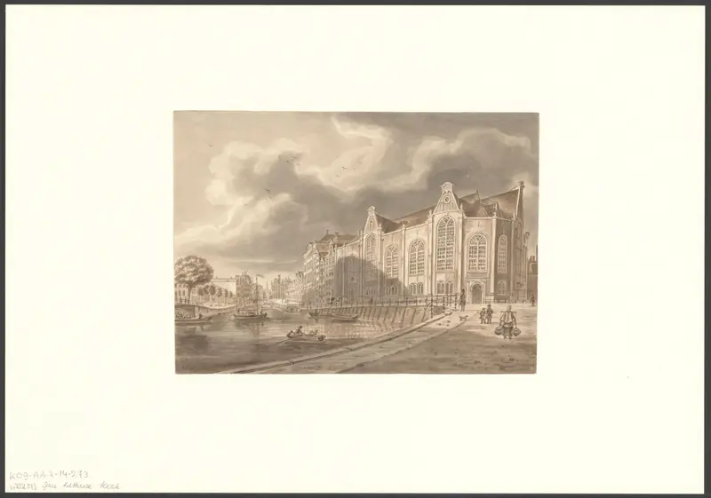 Gezicht op het Spui gezien naar de Oude Lutherse Kerk Wall Art by Augustus Wijnantz - High-Resolution Digital Print