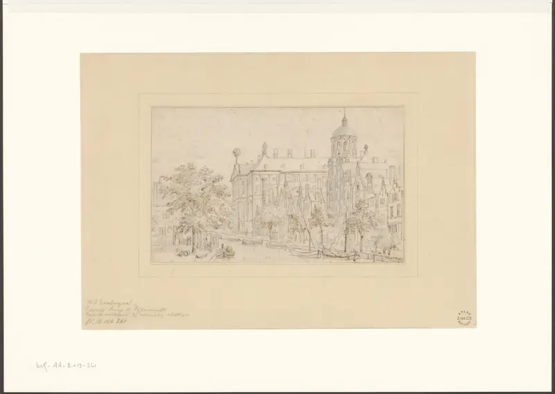 Gezicht op het Stadhuis op de Dam vanaf de Nieuwezijds Voorburgwal Wall Art by Gerrit Berckheyde - High-Resolution Digital Print