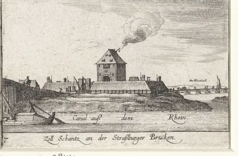 Gezicht op het tolhuis aan de Rijn in Straatsburg Wall Art by Wenceslaus Hollar - High-Resolution Digital Print