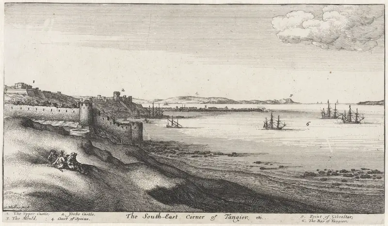 Gezicht op het zuidoosten van Tanger met baai en fortificaties Wall Art by Unknown - High-Resolution Digital Print
