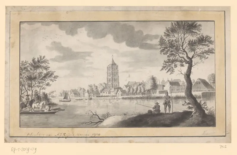 Gezicht op Heukelum vanaf de Linge Wall Art by Unknown - High-Resolution Digital Print