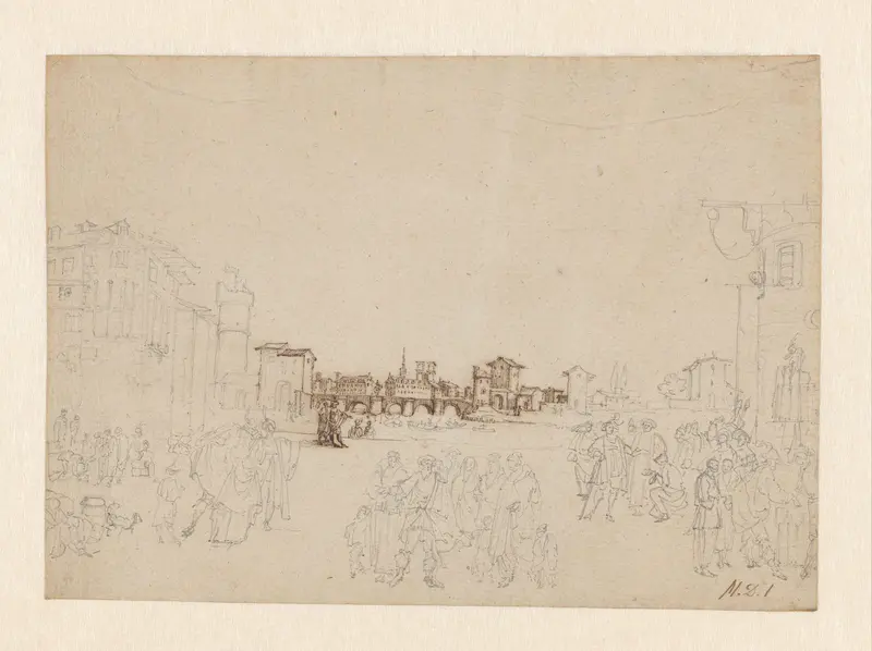 Gezicht op Isle Saint Louis en de Pont Neuf (voorstudie voor La Petite Vue de Paris) Wall Art by Unknown - High-Resolution Digital Print
