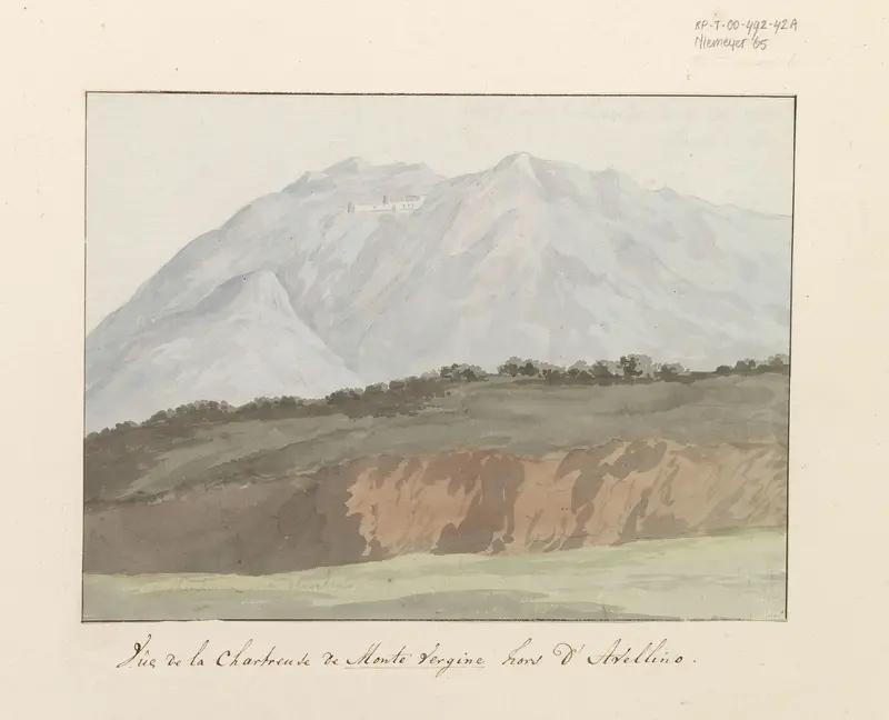 Gezicht op kartuizerklooster van Monte Vergine hoog gelegen boven Avellino Wall Art by Louis Ducros - High-Resolution Digital Print