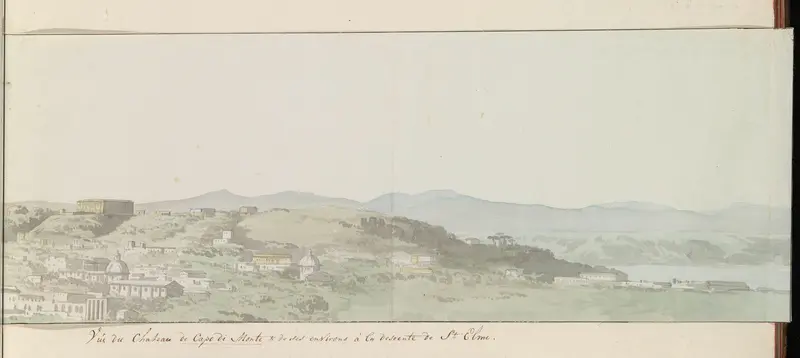 Gezicht op kasteel Capo di Monte en omgeving tijdens afdaling bij kasteel Sant'Elmo Wall Art by Louis Ducros - High-Resolution Digital Print