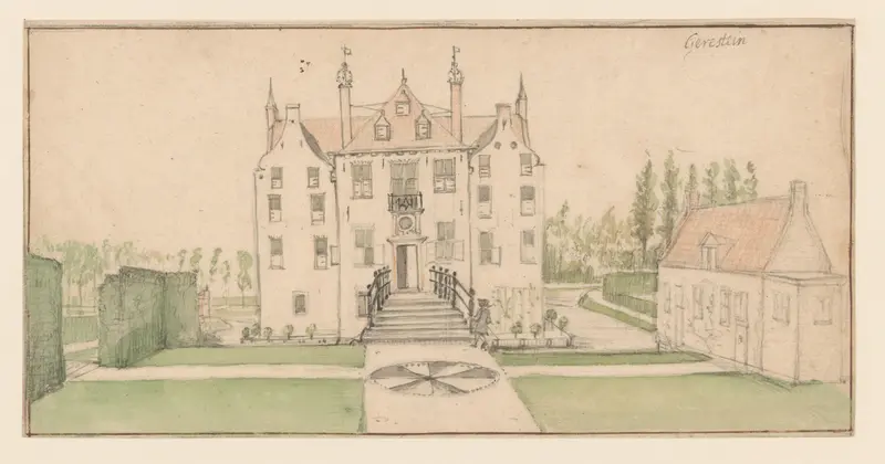 Gezicht op kasteel Geerestein bij Woudenberg Wall Art by anonymous - High-Resolution Digital Print