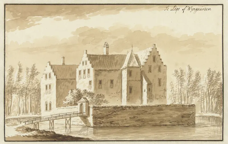 Gezicht op kasteel Te Lips of Wijngaarden Wall Art by Abraham Rademaker - High-Resolution Digital Print