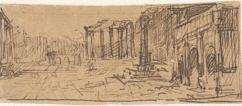 Gezicht op klassieke architectuur te Rome (?) Wall Art by Thomas Cool - High-Resolution Digital Print
