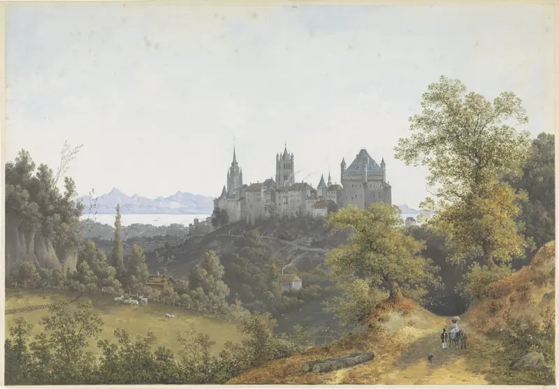 Gezicht op Lausanne, met uitzicht op de burcht en de kathedraal Wall Art by Henri Knip - High-Resolution Digital Print