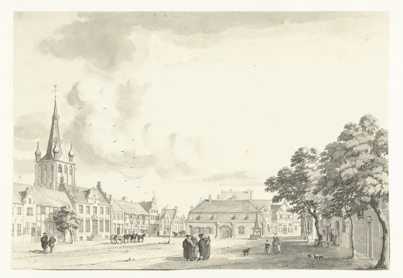 Gezicht op markt van Uerdingen Wall Art by Jan de Beijer - High-Resolution Digital Print