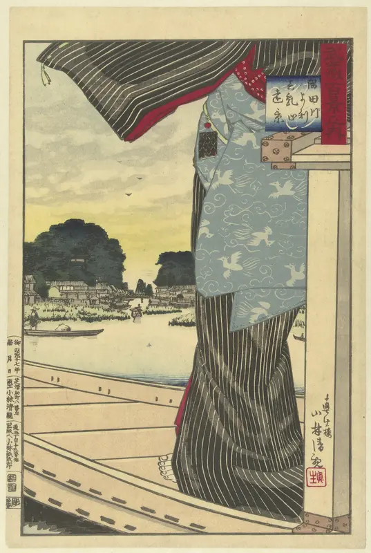 Gezicht op Matsuchiyama vanaf de Sumida rivier Wall Art by Unknown - High-Resolution Digital Print