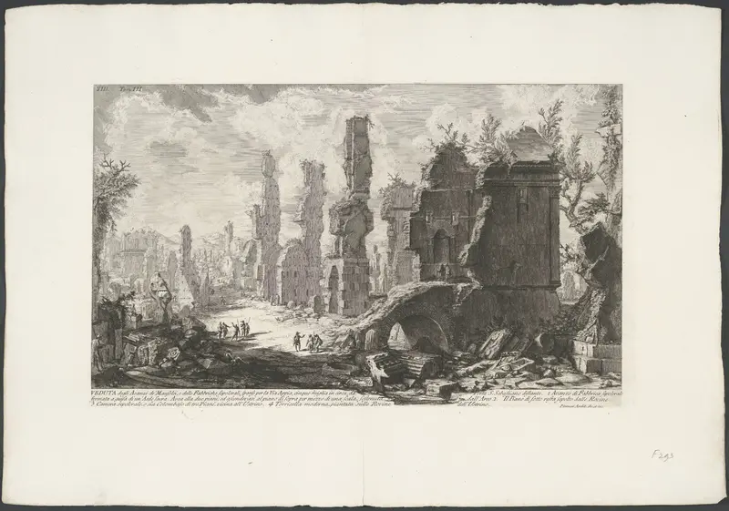 Gezicht op mausolea en graftombes langs de Via Appia Antica Wall Art by Unknown - High-Resolution Digital Print
