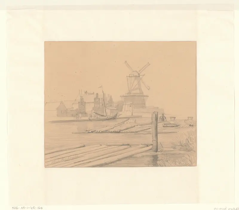 Gezicht op molen De Bok op bolwerk Het Blauwhoofd Wall Art by anonymous - High-Resolution Digital Print