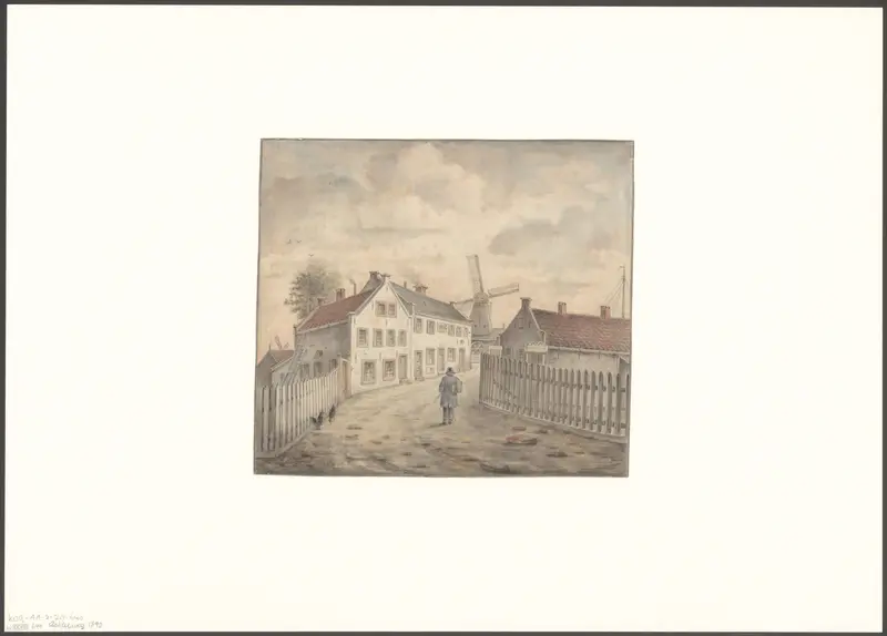 Gezicht op molen De Eenhoorn gezien vanaf de Achterweg Wall Art by Unknown - High-Resolution Digital Print