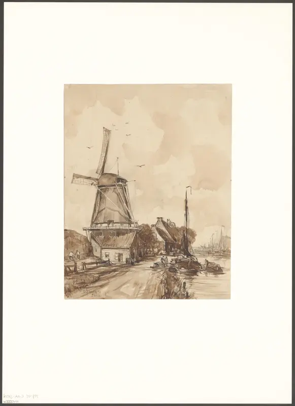 Gezicht op molen De Hoop aan de Baarsjesweg Wall Art by Unknown - High-Resolution Digital Print
