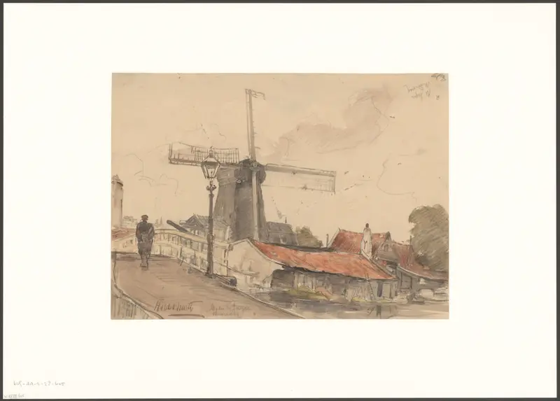 Gezicht op molen De Jager aan de Middenweg Wall Art by Unknown - High-Resolution Digital Print
