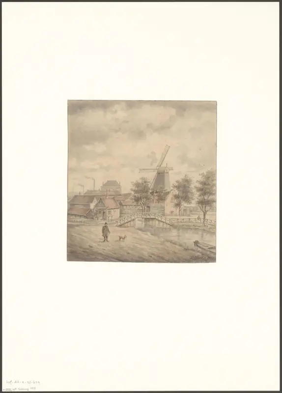 Gezicht op molen De Jager vanaf de Voorweg Wall Art by Unknown - High-Resolution Digital Print