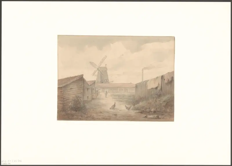 Gezicht op molen De Kat vanaf de Achterweg Wall Art by Unknown - High-Resolution Digital Print