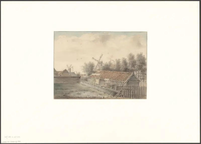 Gezicht op molen De Kat vanaf de Voorweg Wall Art by Unknown - High-Resolution Digital Print