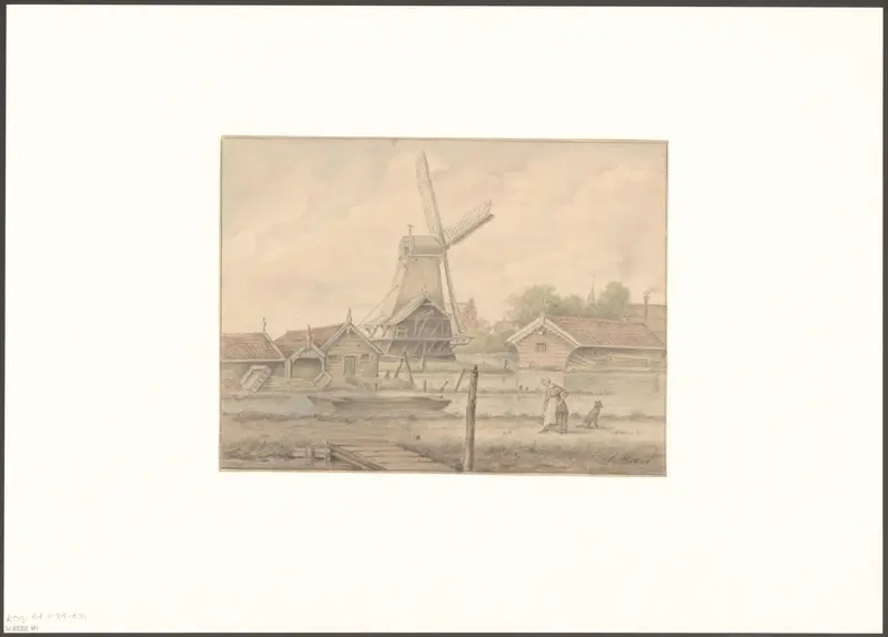 Gezicht op molen De Kop vanaf de Middenweg Wall Art by Unknown - High-Resolution Digital Print