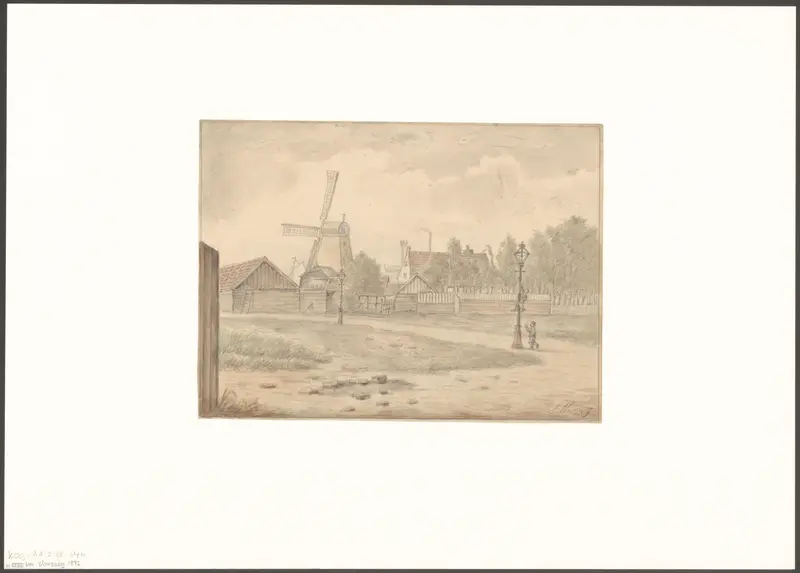 Gezicht op molen De Kop vanaf de Voorweg Wall Art by Unknown - High-Resolution Digital Print