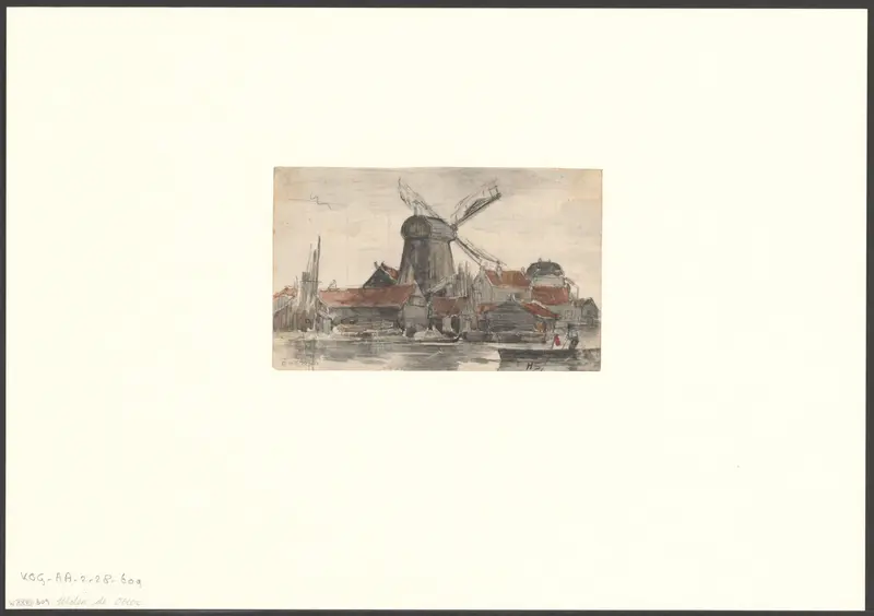 Gezicht op molen De Otter bij de Kostverlorenvaart bij De Baarsjes Wall Art by Unknown - High-Resolution Digital Print