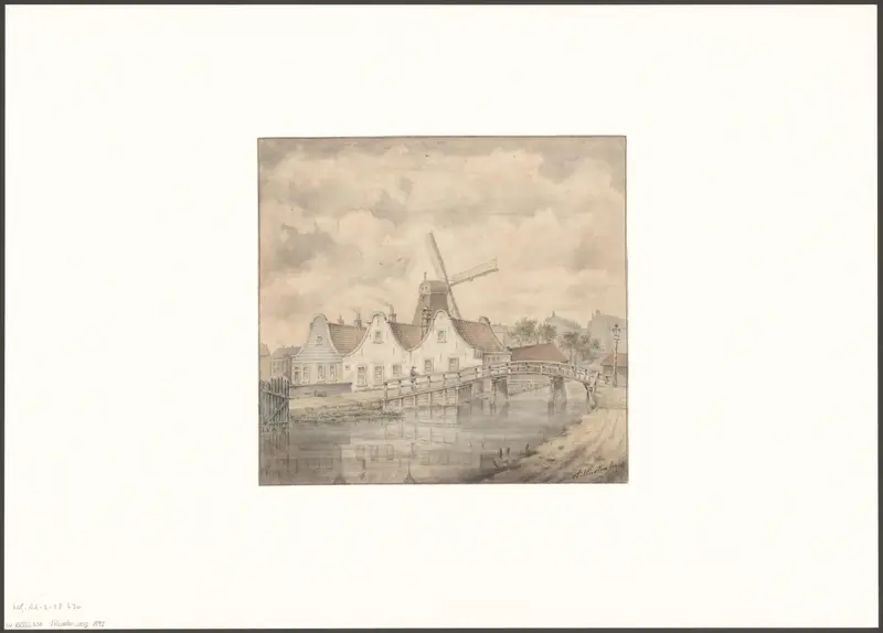 Gezicht op molen De Valk vanaf de Middenweg Wall Art by Unknown - High-Resolution Digital Print