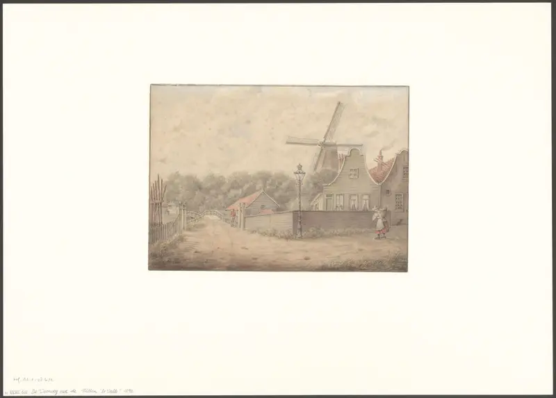 Gezicht op molen De Valk vanaf de Voorweg Wall Art by Unknown - High-Resolution Digital Print