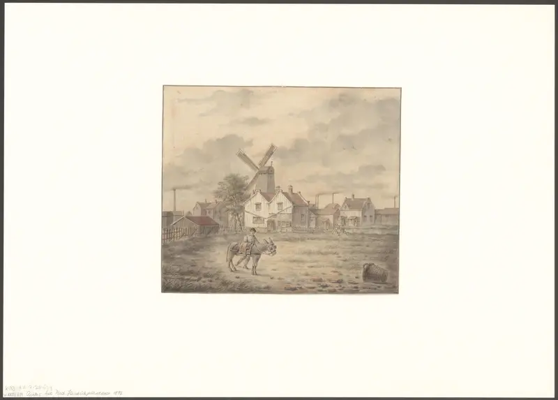 Gezicht op molen De Windhond vanaf de Voorweg Wall Art by Unknown - High-Resolution Digital Print