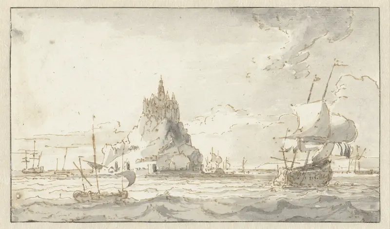 Gezicht op Mont-St.Michel Wall Art by Abraham Storck - High-Resolution Digital Print