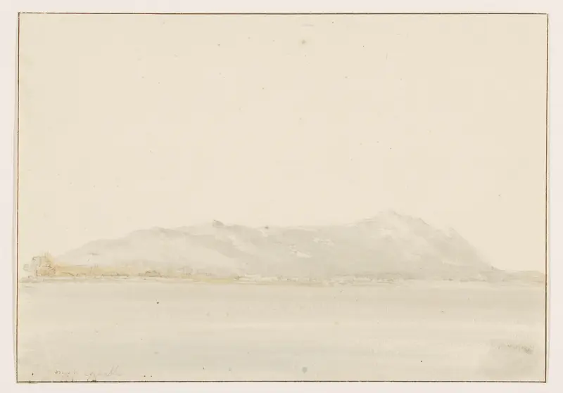 Gezicht op Monte Circello vanaf een grote weg voor aankomst in Terracina Wall Art by Louis Ducros - High-Resolution Digital Print