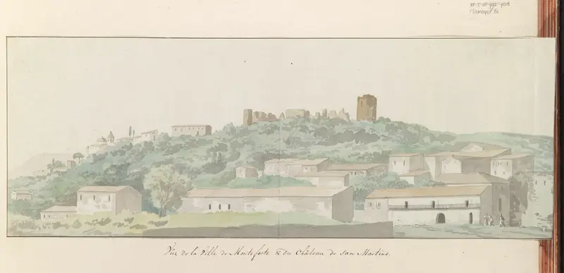 Gezicht op Monteforte Irpino en Castello San Martino Wall Art by Louis Ducros - High-Resolution Digital Print