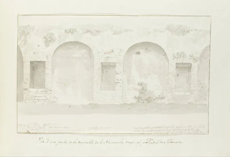 Gezicht op muur van Naumachie in Taormina Wall Art by Louis Ducros - High-Resolution Digital Print